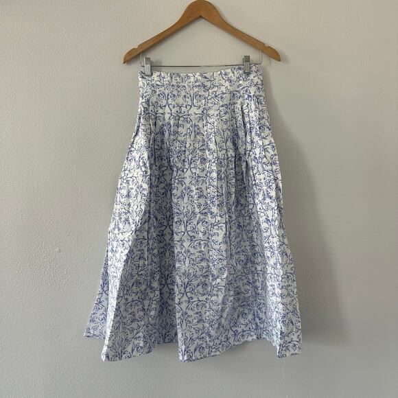 Thierry Colson France Skirt Blue Toile Pleated New Size Small - Picture 1 of 6